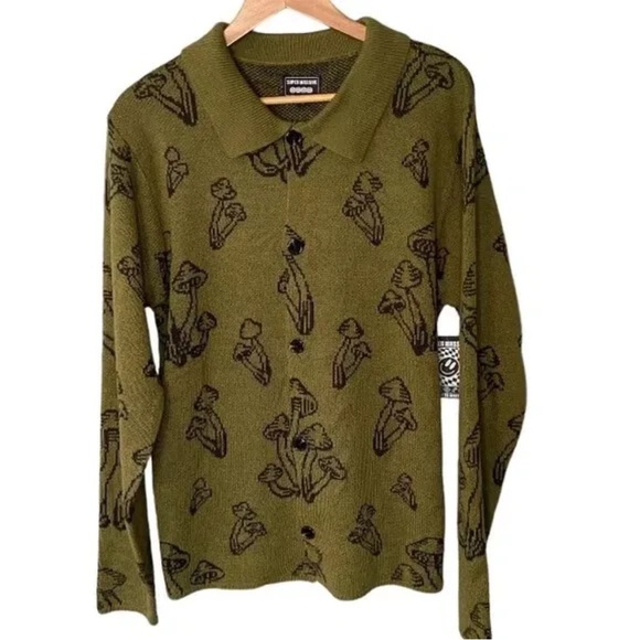 Men’s Super Massive Green Mushroom Sweater- Medium new w/tags - Picture 1 of 6